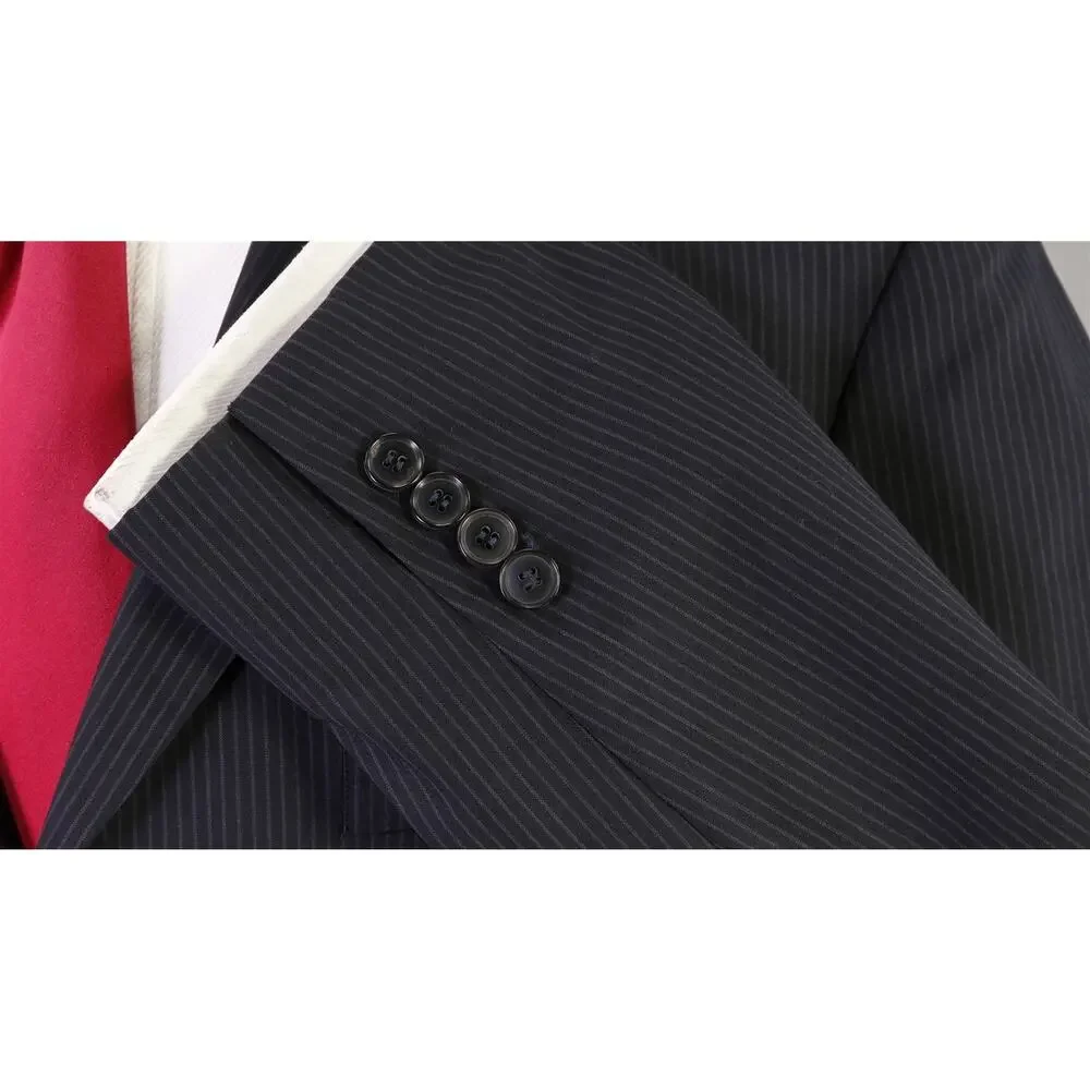 Hugo Boss Black Thin Striped 3-Btn Wool Suit 40S
